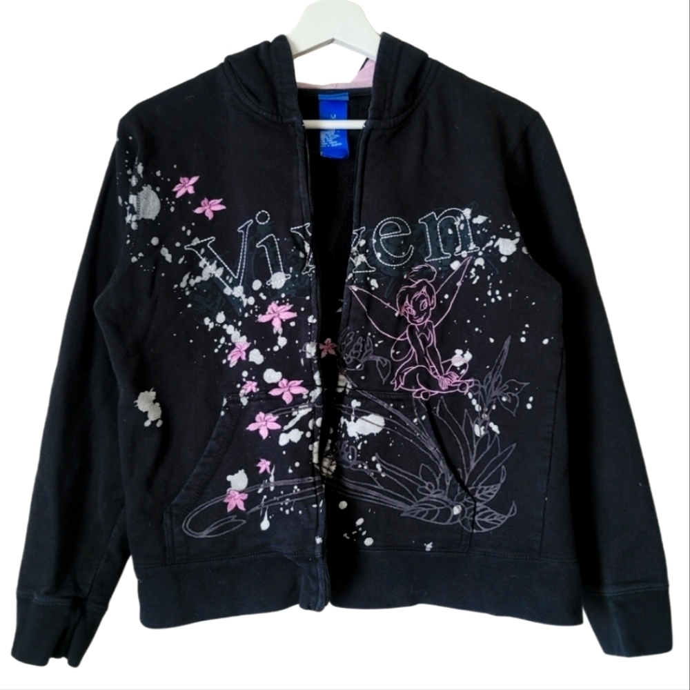 DISNEY Embroidered Vixen  Hooded Fleece Sweater Size Medium in Black